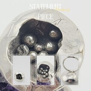 EGG NEST STATEMENT RING HANDMADE IN STERLING SILVER METAL  SIZE 7.5